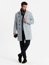 Ombre Clothing Pánský kabát s vysokým límcem a asymetrickým zapínáním šedý melír Ombre Clothing