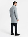 Ombre Clothing Pánský kabát s vysokým límcem a asymetrickým zapínáním šedý melír Ombre Clothing