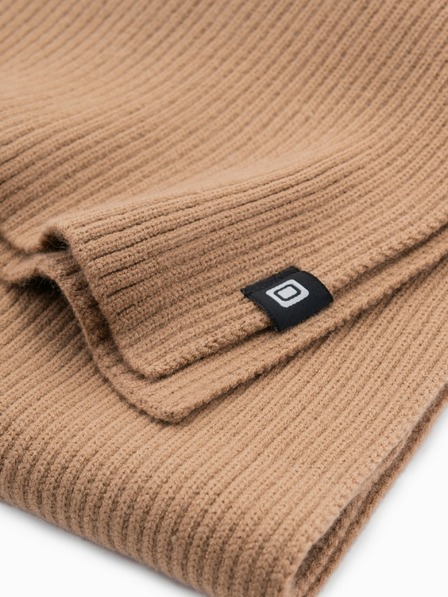 Ombre Clothing Pánská jednobarevná žebrovaná pletená šála světle hnědá Ombre Clothing