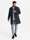 Ombre Clothing Pánský kabát s asymetrickým zapínáním a vysokým límcem tmavě modrý Ombre Clothing
