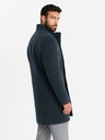 Ombre Clothing Pánský kabát s asymetrickým zapínáním a vysokým límcem tmavě modrý Ombre Clothing
