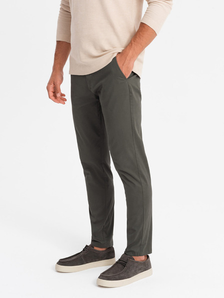 Ombre Clothing Pánské kalhoty chino REGULAR FIT khaki Ombre Clothing