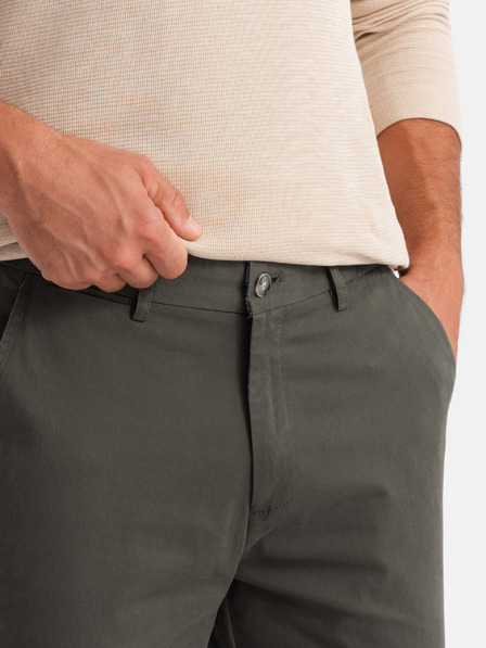 Ombre Clothing Pánské kalhoty chino REGULAR FIT khaki Ombre Clothing