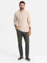 Ombre Clothing Pánské kalhoty chino REGULAR FIT khaki Ombre Clothing