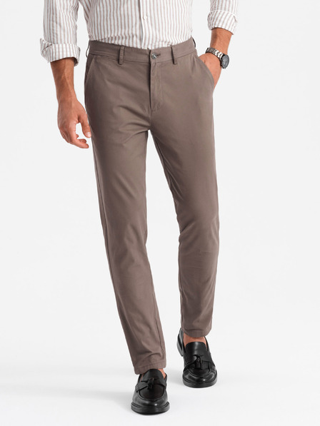 Ombre Clothing Pánské kalhoty chino REGULAR FIT hnědé Ombre Clothing