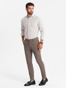 Ombre Clothing Pánské kalhoty chino REGULAR FIT hnědé Ombre Clothing