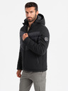 Ombre Clothing Pánská prošívaná kombinovaná bunda s vysokým límcem černá Ombre Clothing
