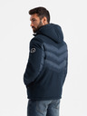 Ombre Clothing Pánská prošívaná kombinovaná bunda s vysokým límcem tmavě modrá Ombre Clothing