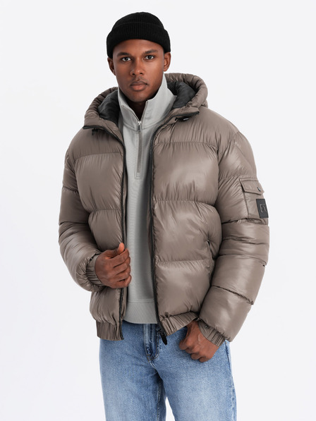 Ombre Clothing Pánská teplá bunda s žebrovanými lemy Ombre Clothing