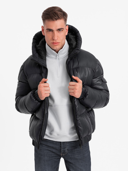 Ombre Clothing Pánská teplá bunda s žebrovanými lemy Ombre Clothing