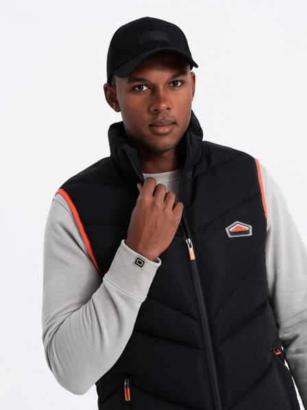 Ombre Clothing Pánská prošívaná vestas neonovými akcenty Ombre Clothing