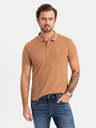 Ombre Clothing Pánská bavlněná polokošile BASIC - bílá/bílá/světle hnědá V6 OM-POBS-0133 Ombre Clothing