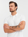 Ombre Clothing Pánská bavlněná polokošile BASIC - bílá/bílá/světle hnědá V6 OM-POBS-0133 Ombre Clothing