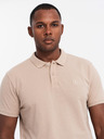 Ombre Clothing Pánská bavlněná polokošile BASIC - bílá/bílá/světle hnědá V6 OM-POBS-0133 Ombre Clothing
