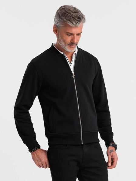 Ombre Clothing Pánská bavlněná strečová mikina bomber černá Ombre Clothing