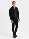 Ombre Clothing Pánská bavlněná strečová mikina bomber černá Ombre Clothing