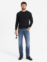 Ombre Clothing Pánské tričko SLIM FIT s dlouhým rukávem, elastanem a potiskem černá Ombre Clothing
