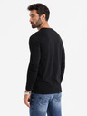Ombre Clothing Pánské tričko SLIM FIT s dlouhým rukávem, elastanem a potiskem černá Ombre Clothing