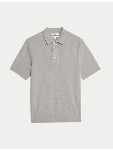 Marks & Spencer Pletená polokošile s texturou a vysokým podílem bavlny Marks & Spencer šedá