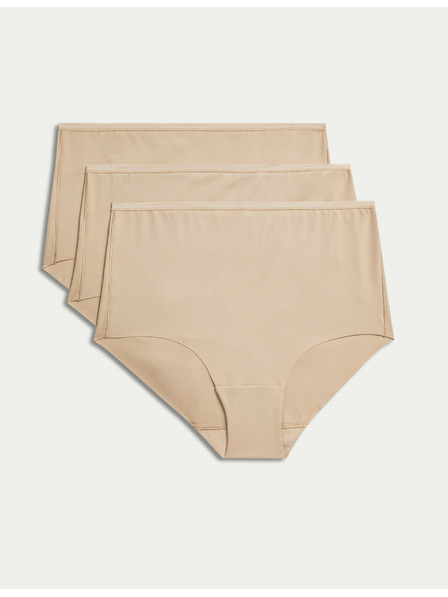 Marks & Spencer Šortky Flexfit™ bez viditelných lemů s vysokým pasem, 3 ks Marks & Spencer béžová