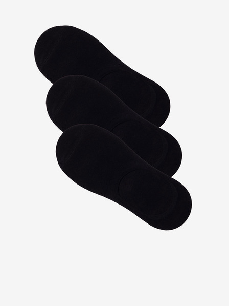 Ombre Clothing Sada tří párů černých pánských slip on ponožek Ombre Clothing