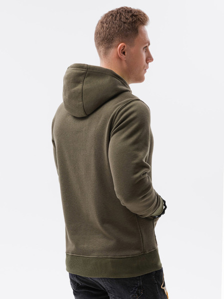 Ombre Clothing Khaki pánská basic mikina s kapucí Ombre Clothing