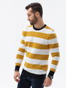 Ombre Clothing Bílo-hořčicový pánský pruhovaný svetr Ombre Clothing E189