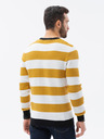 Ombre Clothing Bílo-hořčicový pánský pruhovaný svetr Ombre Clothing E189