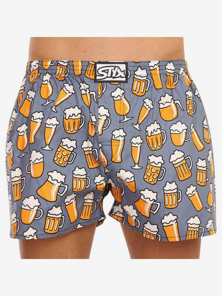 Styx Žluto-šedé pánské vzorované trenýrky Styx Pivo