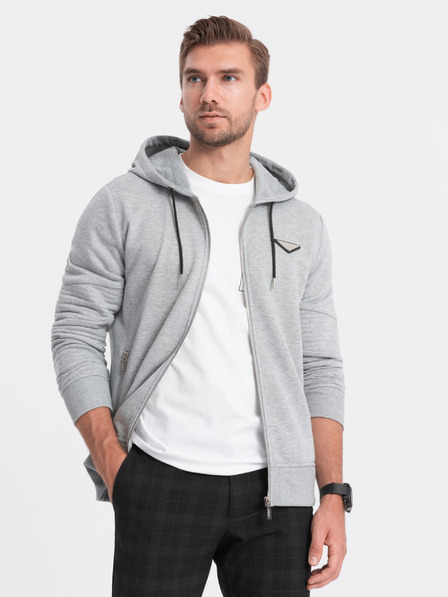 Ombre Clothing Světle šedá pánská mikina s kapucí Ombre Clothing