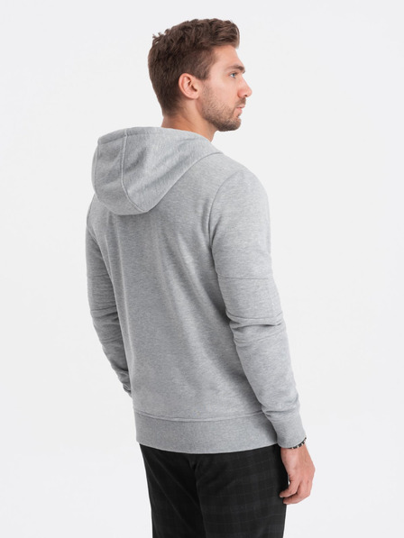 Ombre Clothing Světle šedá pánská mikina s kapucí Ombre Clothing