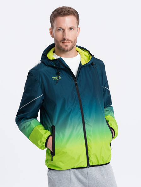 Ombre Clothing Zeleno-petrolejová pánská sportovní bunda Ombre Clothing