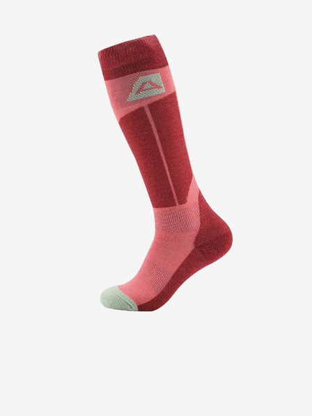 ALPINE PRO Růžovo-červené unisex podkolenky z Merino vlny ALPINE PRO RODE