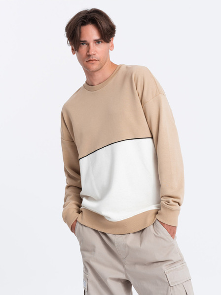 Ombre Clothing Bílo-béžová pánská mikina Ombre Clothing