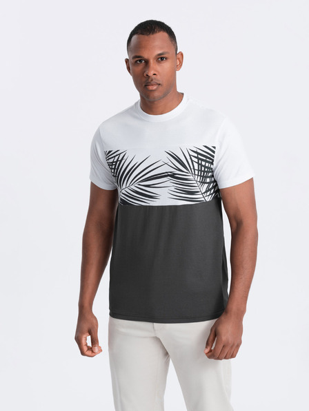 Ombre Clothing Bílo-šedé pánské tričko s potiskem Ombre Clothing