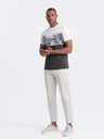 Ombre Clothing Bílo-šedé pánské tričko s potiskem Ombre Clothing