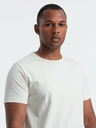 Ombre Clothing Krémové pánské tričko s jemnou výšivkou Ombre Clothing
