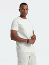 Ombre Clothing Krémové pánské tričko s jemnou výšivkou Ombre Clothing
