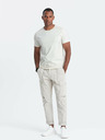 Ombre Clothing Krémové pánské tričko s jemnou výšivkou Ombre Clothing