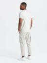 Ombre Clothing Krémové pánské tričko s jemnou výšivkou Ombre Clothing