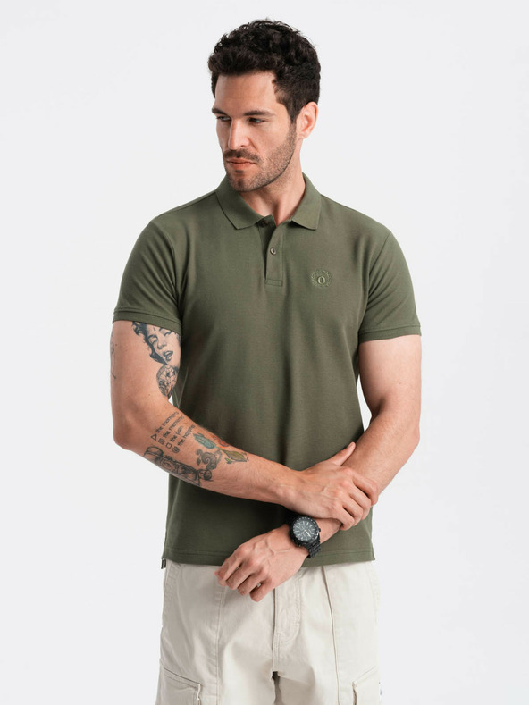 Ombre Clothing Zelené pánské basic polo tričko Ombre Clothing
