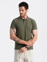 Ombre Clothing Zelené pánské basic polo tričko Ombre Clothing