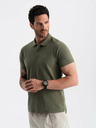 Ombre Clothing Zelené pánské basic polo tričko Ombre Clothing