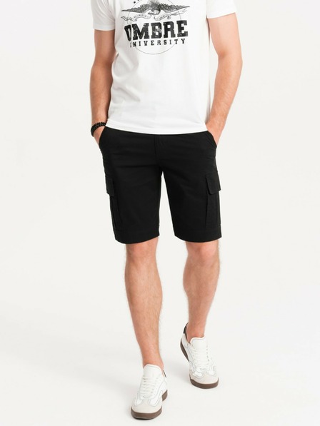 Ombre Clothing Černé pánské cargo kraťasy Ombre Clothing