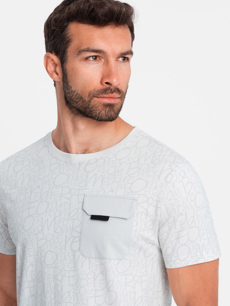 Ombre Clothing Světle šedé pánské tričko s kapsičkou Ombre Clothing