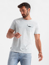 Ombre Clothing Světle šedé pánské tričko s kapsičkou Ombre Clothing