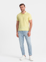 Ombre Clothing Žluté pánské basic polo tričko Ombre Clothing
