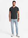 Ombre Clothing Černé pánské tričko s výstřihem henley Ombre Clothing