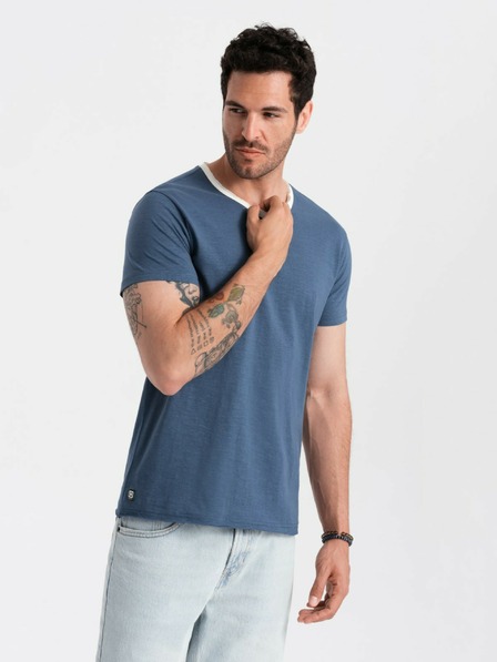 Ombre Clothing Tmavě modré pánské tričko Ombre Clothing