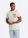 Ombre Clothing Světle hnědé pánské tričko s kapsičkou Ombre Clothing